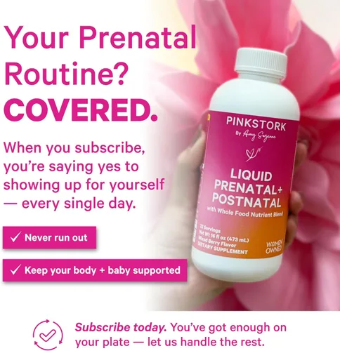 Miniatura 4 de Pink Stork Vitaminas prenatales líquidas: mezcla orgánica de alimentos integrales + folato + hierro + zinc + vitamina C + saúco + biotina, mejor