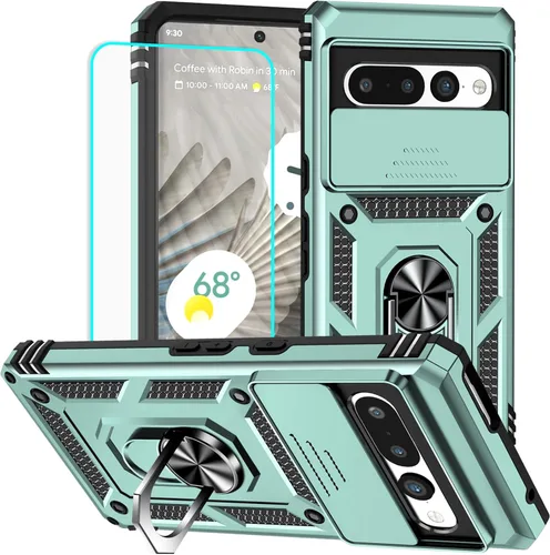 Miniatura 36 de HNHYGETE Funda para Pixel 6a con protector de pantalla HD, soporte giratorio de grado militar de 360° (resistente) a prueba de golpes para Google