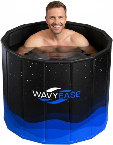 WAVYEASE® Bañera portátil para adultos - (31.5 pulgadas de largo x 26 pulgadas de alto) bañera fría plegable para recuperación - Bañera de remojo