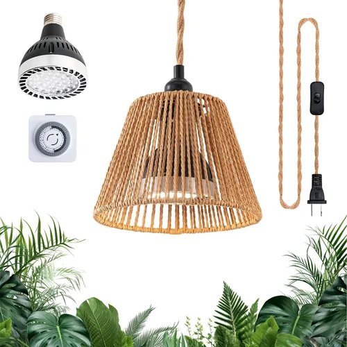 Miniatura 9 de Luces de cultivo para plantas de interior, luz de espectro completo para plantas, con temporizador y cable de alimentación de 15 pies, luces