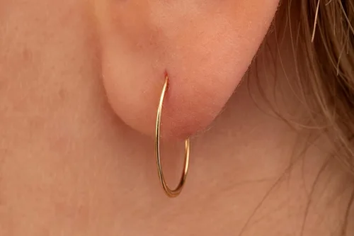 Miniatura 146 de Aretes de aro de oro de plata – Aretes de aro para mujer, dos piezas de aros de plata fina rellenos de oro, aro de hélice, anillo de tragus, aro
