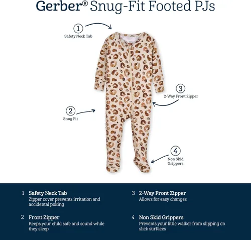 Miniatura 6 de Gerber Unisex Baby Toddler Buttery-Soft Snug Fit Footed Pajamas with Viscose Made with Eucalyptus