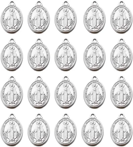 60 piezas de medalla de Nuestra Señora, centro de mesa de rosario floral, cruz de Jesús, Virgen María, crucifijo de aleación católica para hacer