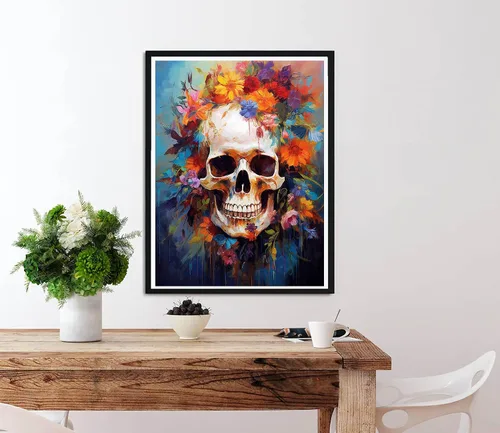 Miniatura 4 de Diymood Kits de pintura por números para adultos, esqueleto, pintura al óleo, pintura al óleo, pintura acrílica por números, kits para niños