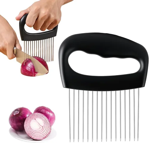 Soporte de cebolla para rebanar, soporte para rebanar cebolla de acero inoxidable, 2025 nuevo cortador de verduras Tamato actualizado 2025, 1 pieza