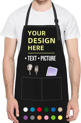 Miniatura 13 de Delantales personalizados personalizados para cocinar, hornear, barbacoa, diseño con tu nombre de imagen, logotipo, para mujeres y hombres