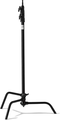 Kupo Soporte en C de 40 pulgadas para iluminación de fotografía y video, con pata niveladora de terreno desigual ajustable, elevadores de acero Negro