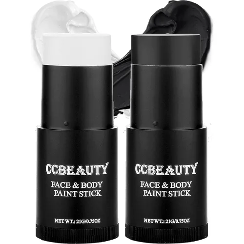 Miniatura 7 de CCBeauty Kit de maquillaje de payaso de Halloween, barra de pintura corporal blanca negra y roja, maquillaje de base de esqueleto bromista, base