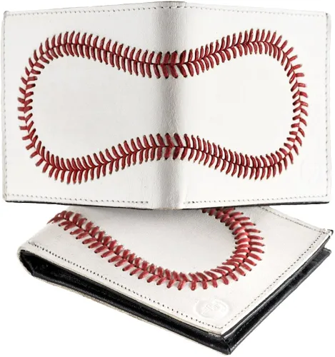 Miniatura 2 de Billetera de cuero de béisbol para hombre de Pro Style Sports, Blanco