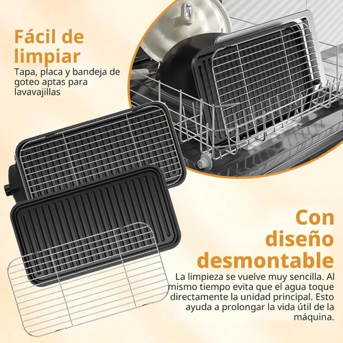 Miniatura 6 de Parrilla Eléctrica para Interiores de 1500W - 2 en 1 Parrilla de Interior Sin Humo para Cocina con Parrilla y Plancha Extraíbles Antiadherentes