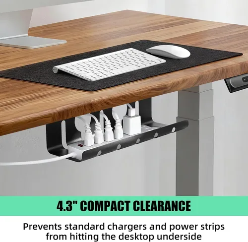 Miniatura 4 de Bandeja de organización de cables debajo del escritorio, 16.5 pulgadas de largo x 4.7 pulgadas de ancho x 4.3 pulgadas de alto, paquete de 2