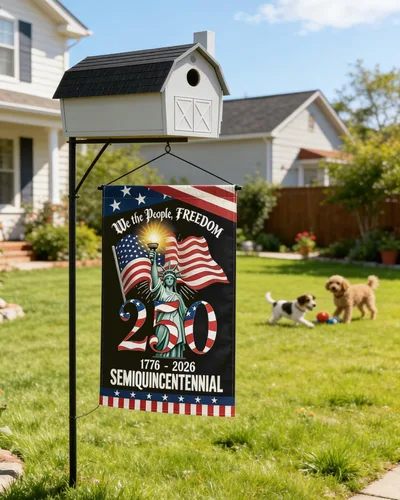 Miniatura 6 de Bandera de jardín de 250 años de América, bandera patriótica del 4 de julio de 250 aniversario de Estados Unidos, impermeable de doble cara