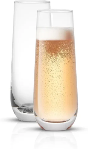 Miniatura 8 de JoyJolt Milo Copas de Champán Sin Tallo Juego de 8 Copas de Cristal. Flauta de Vino Prosecco de 9.5oz, Copas de Mimosa, Juego de Copas de Cóctel