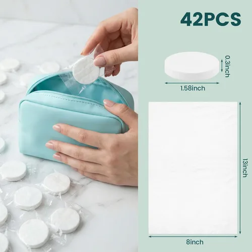 Miniatura 2 de MCPINKY 42 toallas faciales desechables, toallas comprimidas, toallitas portátiles expandibles para tableta, paños de viaje para camping