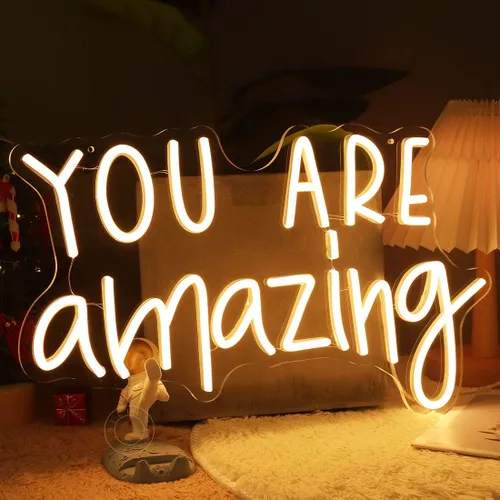 Miniatura 4 de SYLHOME Letrero de luz LED de neón "You Are Amazing" 5V para niñas, niños, dormitorio, sala de estar, aula, decoración de pared colgante