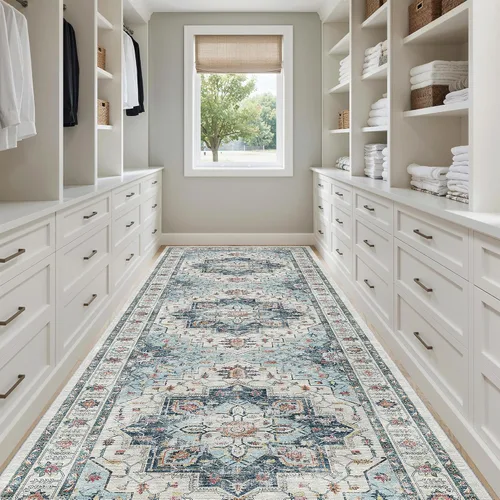 Miniatura 767 de Madane Tapete lavable de 2 x 10 pies para pasillo, cocina, recibidor, clásico, suave, antideslizante para interiores, casa de campo, baño, sala