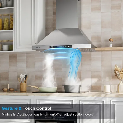 Miniatura 3 de IKTCH Campana extractora de montaje en pared de 30 pulgadas, campana de ventilación de cocina de bajo ruido de 390 CFM, convertible