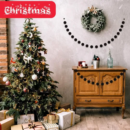 Miniatura 3 de Tegeme 4 guirnaldas de pompones de fieltro, decoración del árbol de Navidad, pancarta colgante para el hogar, decoración de bolas de invierno de 6.6