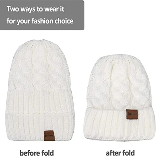 Miniatura 6 de Rosoz Gorro de cola de caballo para mujer, gorro cálido de invierno, suave, elástico, de punto trenzado, para moño alto