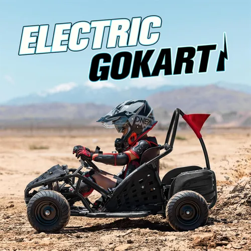 Miniatura 2 de Go Kart eléctrico, auto eléctrico de 48 V, marco tubular de acero, cinturón de seguridad, neumáticos todo terreno de 13 pulgadas, control de Negro