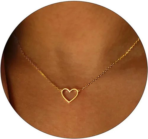 Kyerlyn Collar de oro simple chapado en oro de 14 quilates, gargantilla hueca para mujer, collares de oro delicados, regalos de joyería minimalista