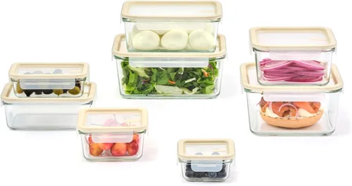 Miniatura 4 de Glasslock Sens 16 piezas de recipientes de cristal para almacenamiento de alimentos – Hermético y a prueba de fugas, 8 tamaños diferentes, tapa