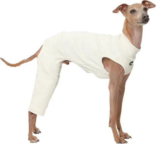 Miniatura 22 de D Doggy Star - Suéter de galgo italiano de cuello de tortuga, conjunto de mono de vellón cálido, ropa de Whippet para perro (XL, azul marino Pkt)