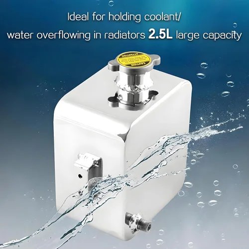 Miniatura 2 de RYANSTAR Universal 2.5L Depósito de agua refrigerante universal de expansión y desbordamiento, kit completo de cabezal de aluminio de aleación