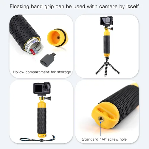 Miniatura 5 de GEPULY Puerto domo de 6 pulgadas para cámara DJI OSMO Action 3 4 5 Pro, carcasa impermeable integrada y agarre de mano flotante, brazo de extensión