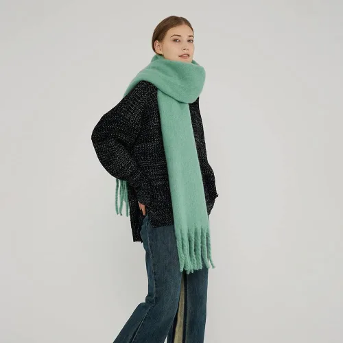 Miniatura 31 de Bufanda grande y gruesa de gran tamaño, esponjosas, de lana grande, gruesa, cálida para invierno