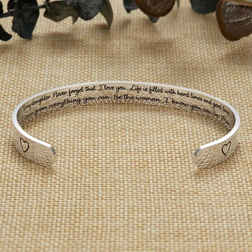 Miniatura 2 de Fesciory - Brazaletes inspiradores y motivadores para mujer, de acero inoxidable, con grabado personalizable y con texto en inglés Keep Going