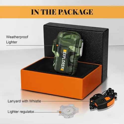 Miniatura 6 de SAMNIU Encendedor de antorcha, doble llama de chorro, impermeable, resistente al viento, encendedores de gas butano recargables para supervivencia