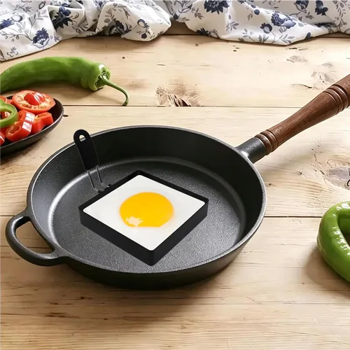 Miniatura 6 de 4 Pack Egg Rings for Frying Eggs with Foldable Handle, Stainless Steel Square & Round Egg Shaper, Eggs Mcmuffin Ring Mold for Camping Pancake