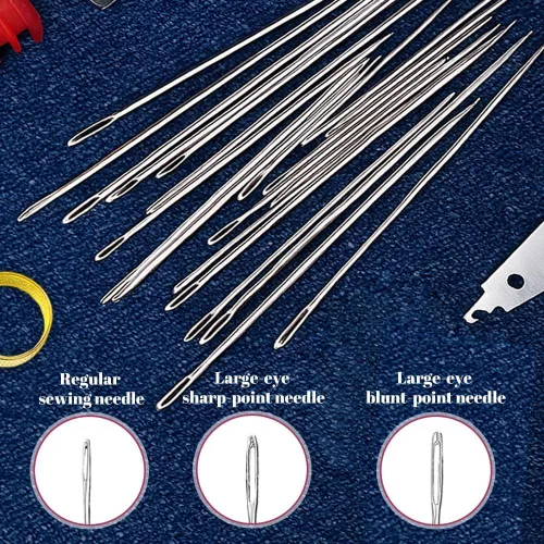 Miniatura 5 de Juego de herramientas de costura de 37 piezas, herramientas de reparación de hilo de agujas portátiles, kit de agujas e hilos multiusos, juego de 1