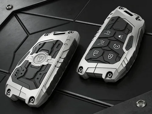 Miniatura 2 de Funda de llavero resistente para Chevy Tahoe Suburban GMC Yukon, entrada sin llave, control remoto, funda protectora con llavero de 6 botones (negro)
