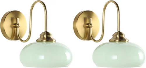 Miniatura 10 de KCO Iluminación de mediados de siglo moderna lámpara de noche montada en la pared latón dorado aplique de pared globo de vidrio tocador lámpara