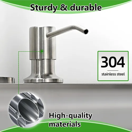 Miniatura 5 de Dispensador de jabón integrado para fregadero de cocina, cabezal de bomba de encimera de níquel cepillado de acero inoxidable, dispensador de loción
