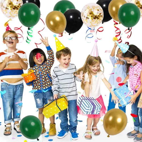 Miniatura 7 de Arco de guirnalda de globos de color verde oscuro, negro y dorado, globos verde esmeralda, globos de confeti dorado metálico, globos de fútbol