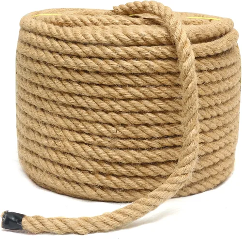Miniatura 11 de Cuerda de yute de 1 pulgada y 25 pies, cuerda de yute resistente, cuerda de cáñamo natural, cuerda de cáñamo trenzada para manualidades, jardinería