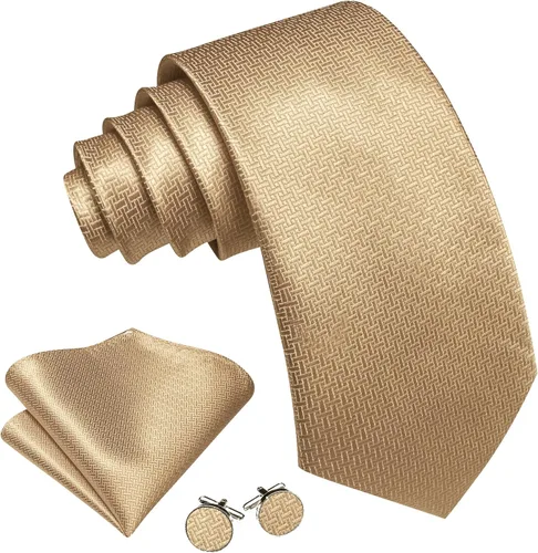 Miniatura 239 de Barry.Wang Juego de corbatas para hombre, corbata de seda a rayas, tejido a cuadros, gemelos formales, negocios, boda
