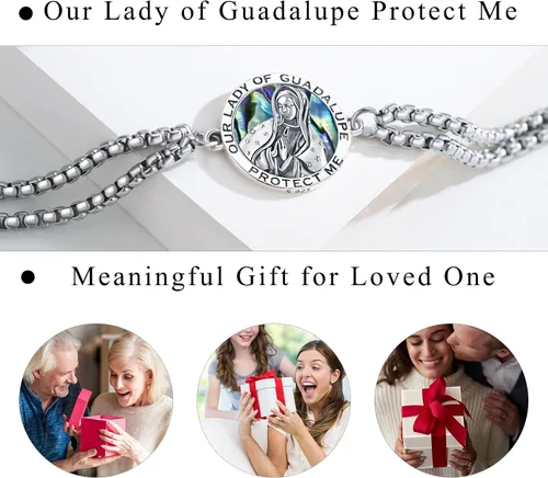 Miniatura 55 de Pulsera unisex de San Miguel/Cristóbal/Benedicto/Jude/José/Guadalupe/Ángel de la Guarda/Santa Muerte Pulsera de plata de ley 925 con cadena de doble