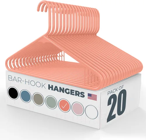 Miniatura 28 de Paquete de 100 perchas de plástico, fabricadas en los Estados Unidos, capacidad de 6 libras, perchas estándar con ganchos para correa para vestidos