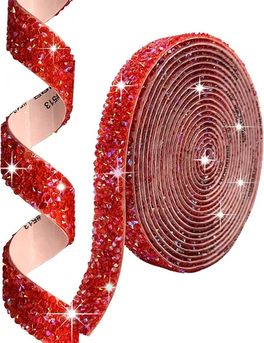 Miniatura 9 de Cinta autoadhesiva de resina negra con diamantes de imitación, 4 yardas, cinta de cristal brillante aplicable a bodas, cumpleaños, Navidad, fiestas