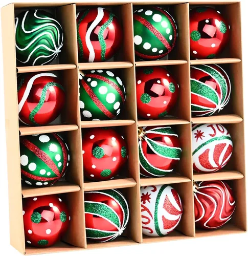 Miniatura 9 de 16 piezas de esferas decorativas de Navidad - Decoraciones para árbol de Navidad de 2.36 pulgadas en negro y dorado, bolas colgantes inastillables