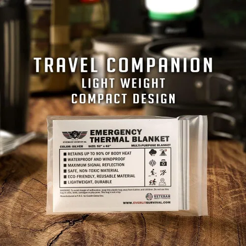 Miniatura 2 de EVERLIT Mantas térmicas de Mylar de emergencia de supervivencia, kit de supervivencia espacial, manta de campamento perfecta para kit de primeros