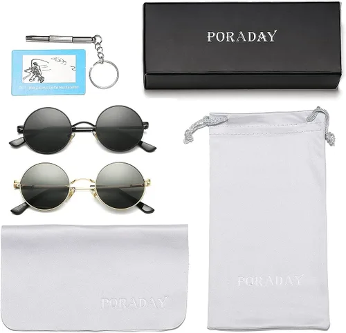 Miniatura 3 de PORADAY Circle Lennon - Gafas de sol polarizadas redondas retro, estilo hippie, gafas de sol de círculo pequeño