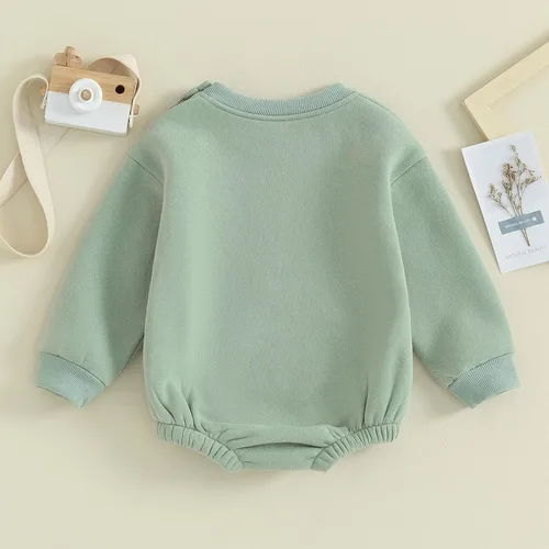 Miniatura 3 de AEEMCEM Sudadera de forro polar para bebé recién nacido, mameluco de burbujas, color sólido, suéter grueso, ropa cálida de invierno