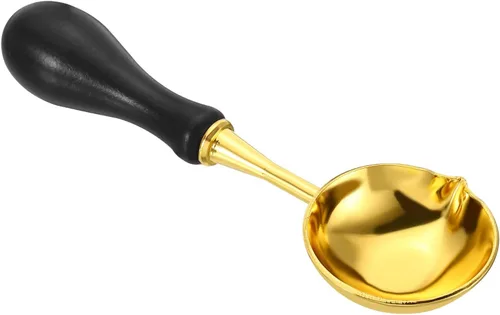 Miniatura 10 de PATIKIL Cuchara de sellado de cera de 4 pulgadas, 3 cucharas de fusión de sellado de cera de latón, mango de madera vintage para sellos, sobre, Azul