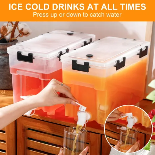 Miniatura 4 de Zhehao Dispensador de bebidas de 1.5 galones para refrigerador con grifo, dispensador de agua con tapas, dispensador de bebidas heladas para bebidas