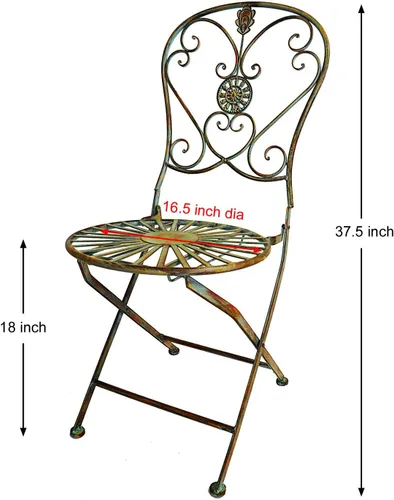 Miniatura 3 de Westcharm Silla plegable de metal para exteriores para patio exterior con diseño de cola de pavo real, juego de 2